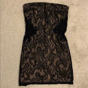 Black and beige lace dress